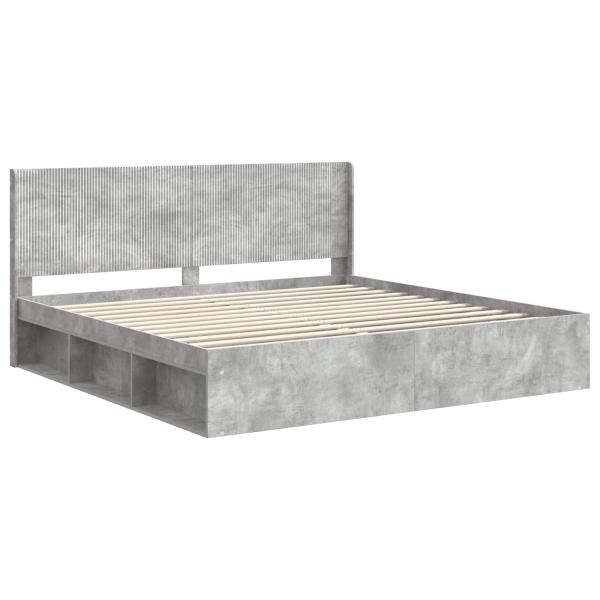 Bettgestell mit Stauraum und Kopfteil Betongrau 180 x 200 cm