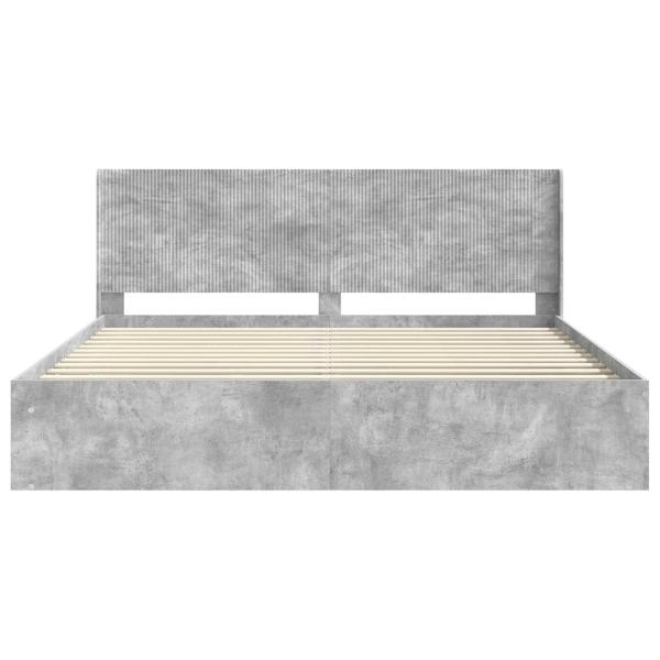 Bettgestell mit Stauraum und Kopfteil Betongrau 180 x 200 cm
