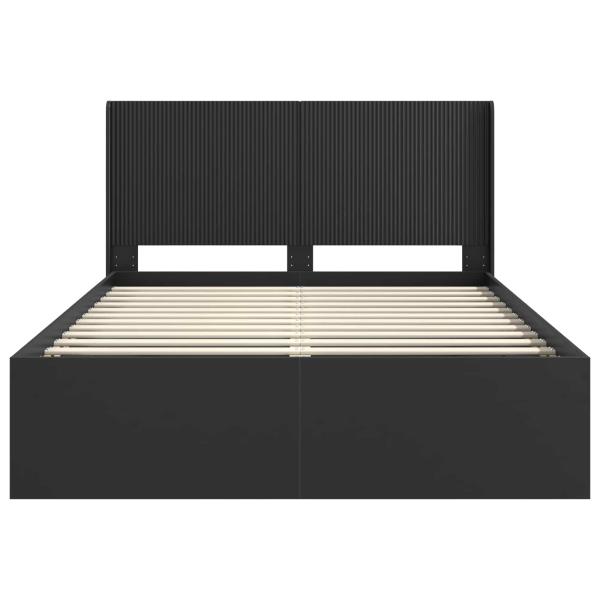 Bettgestell mit Stauraum und Kopfteil Schwarz 120 x 200 cm