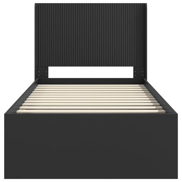 Bettgestell mit Stauraum und Kopfteil Schwarz 100 x 200 cm