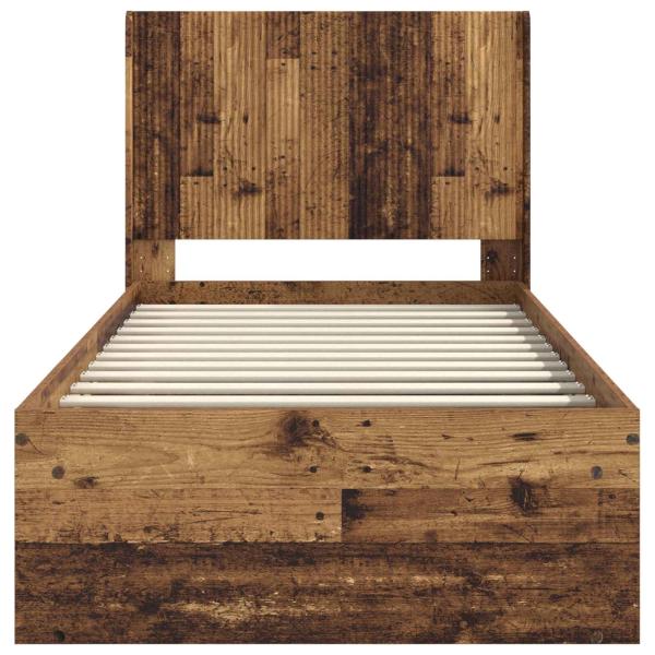Bettgestell mit Stauraum und Kopfteil Altholz 90 x 200 cm
