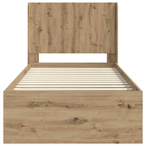 Bettgestell mit Stauraum und Kopfteil Artisan-Eiche 90 x 200 cm