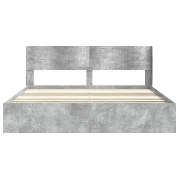 Bettgestell mit Stauraum und Kopfteil Betongrau 180 x 200 cm