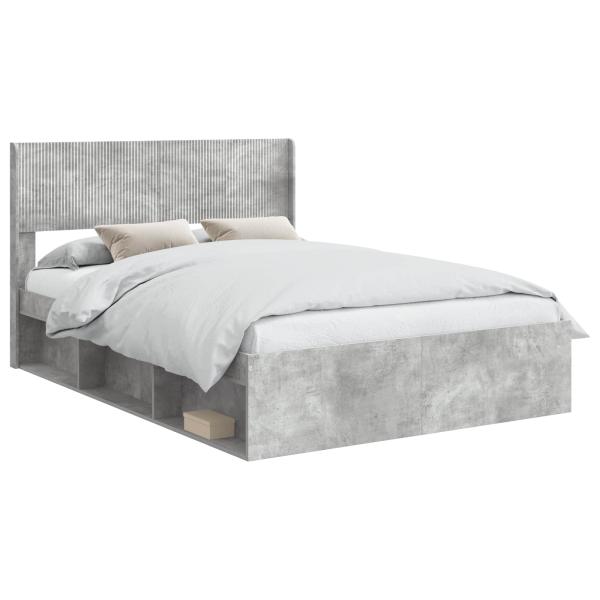 Bettgestell mit Stauraum und Kopfteil Betongrau 160 x 200 cm