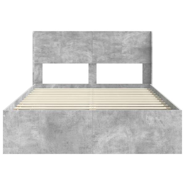 Bettgestell mit Stauraum und Kopfteil Betongrau 140 x 200 cm
