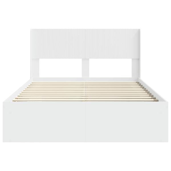 Bettgestell mit Stauraum und Kopfteil Weiß 120 x 200 cm