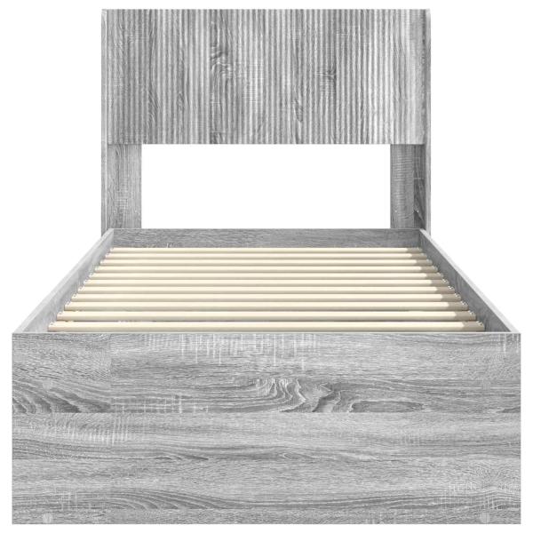 Bettgestell mit Stauraum und Kopfteil Grau Sonoma 100 x 200 cm