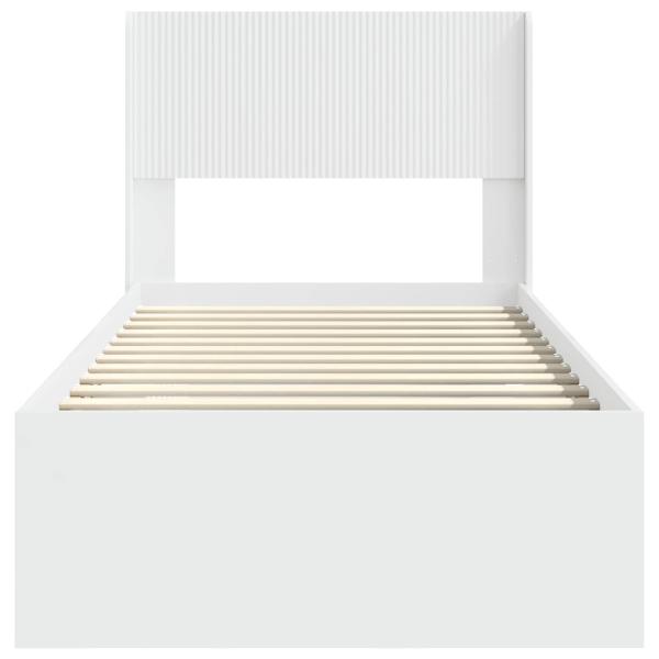 Bettgestell mit Stauraum und Kopfteil Weiß 90 x 200 cm