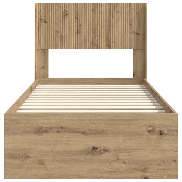 Bettgestell mit Stauraum und Kopfteil Artisan-Eiche 90 x 200 cm