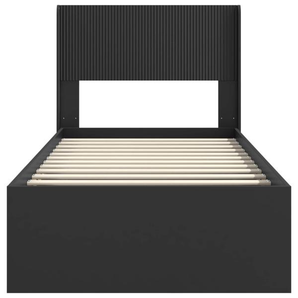Bettgestell mit Stauraum und Kopfteil Schwarz 90 x 190 cm
