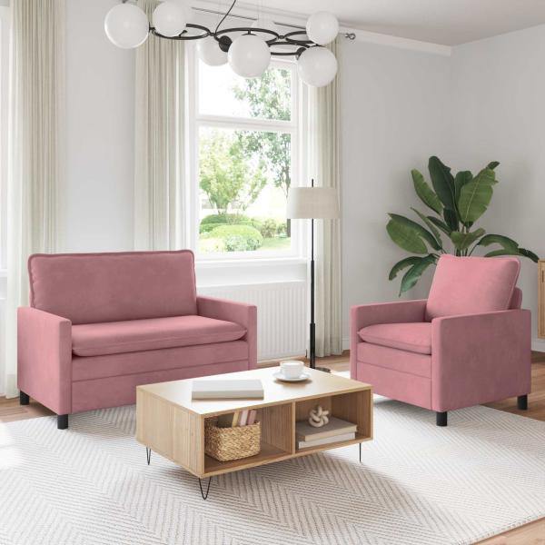 ARDEBO.de - Sofa Set 2 stk. Rosa Samt