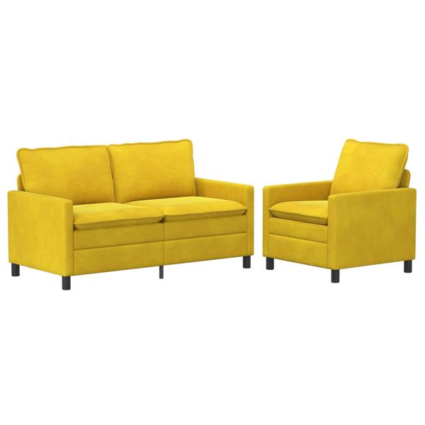 Sofa Set 2 Stk. Gelb Samt