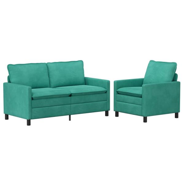 Sofa Set 2 stk. Türkis Samt