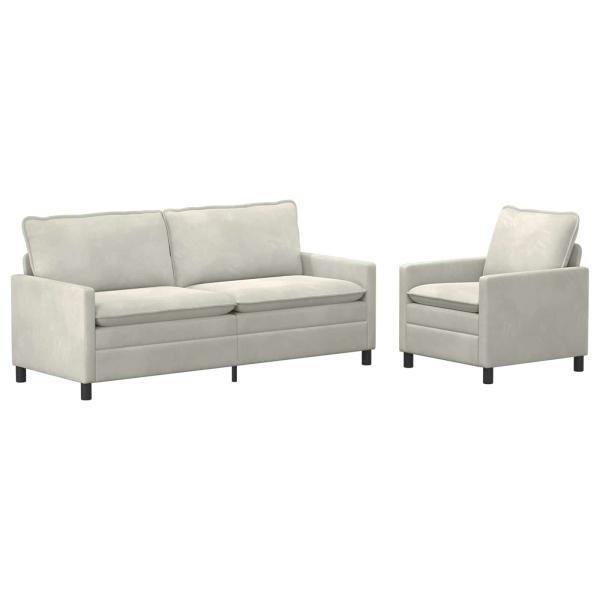 Sofa Set 2 stk. Creme Samt