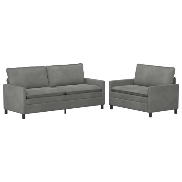 Sofa Set 2 stk. Dunkelgrau Samt