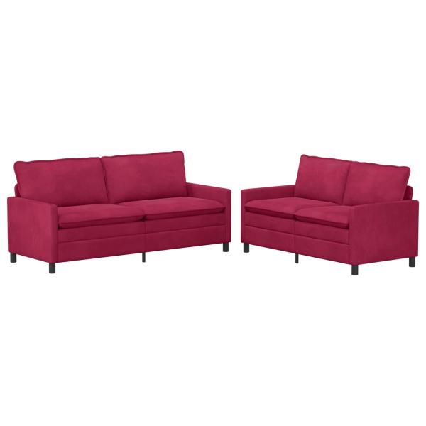 Sofa Set 2 stk. Weinrot Samt