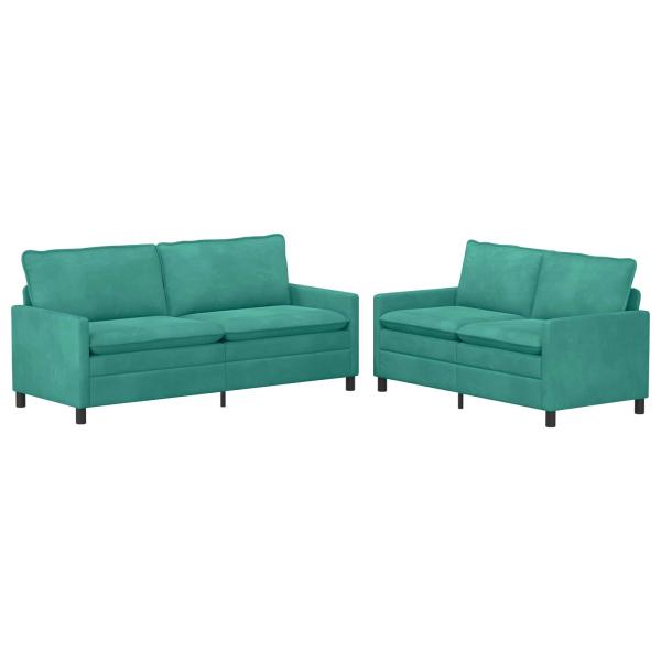 Sofa Set 2 stk. Türkis Samt