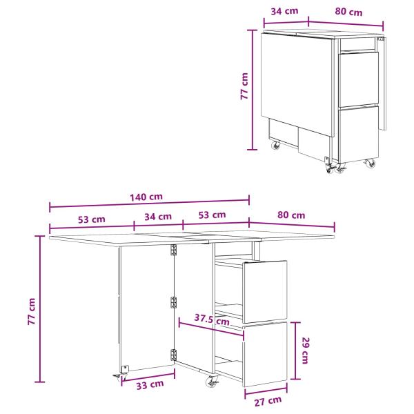Esstisch 140 x 80 x 77 cm Holzwerkstoff Sonoma-Eiche