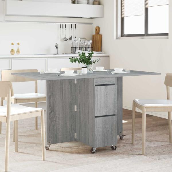 ARDEBO.de - Esstisch 140 x 80 x 77 cm Holzwerkstoff Grau Sonoma
