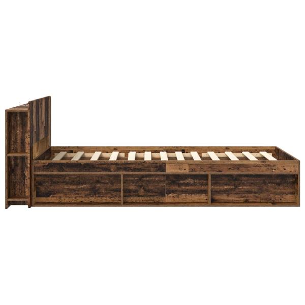 Bettgestell mit Stauraum Altholz 90 x 190 cm Holzwerkstoff