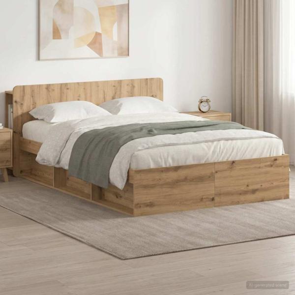 ARDEBO.de - Bettgestell mit Stauraum Artisan-Eiche 140 x 190 cm