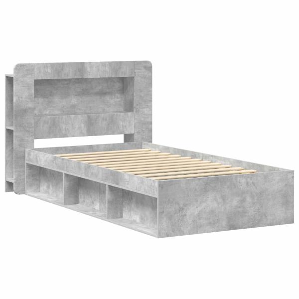 Bettgestell mit Stauraum Betongrau 80 x 200 cm Holzwerkstoff