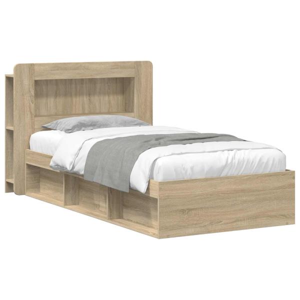 ARDEBO.de - Bettgestell mit Stauraum Sonoma-Eiche 80 x 200 cm Holzwerkstoff