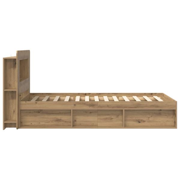 Bettgestell mit Stauraum mit Kopfteil Artisan-Eiche 90 x 190 cm