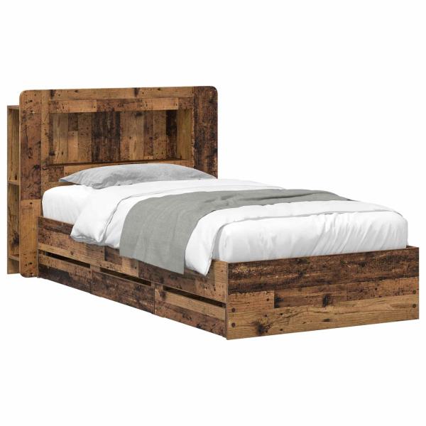 Bettgestell mit Stauraum und Kopfteil Altholz 80 x 200 cm