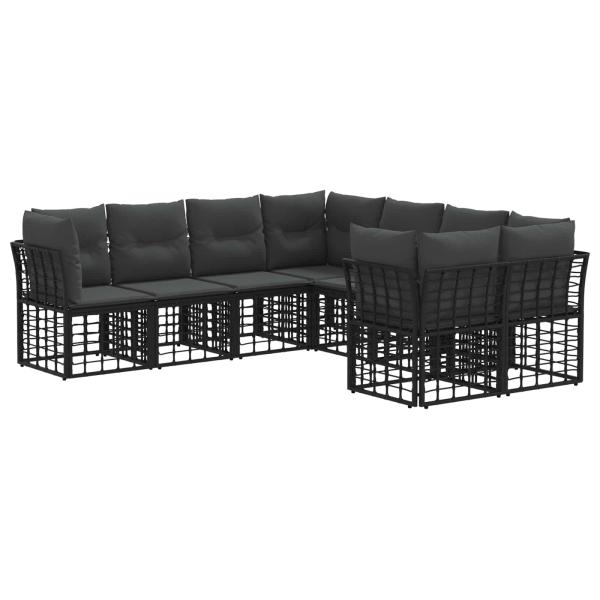 Outdoor-Sofagarnitur 8 stk. Schwarz und Dunkelgrau Polyester