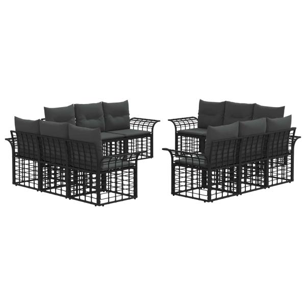 Outdoor-Sofagarnitur 12 Stk. Schwarz und Dunkelgrau Polyester