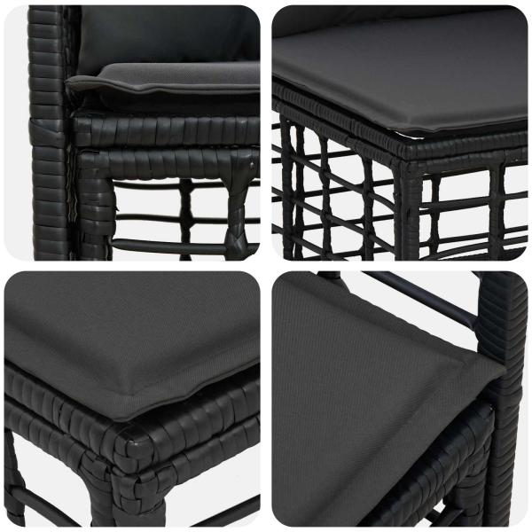 Outdoor-Sofagarnitur 12 Stk. Schwarz und Dunkelgrau Polyester
