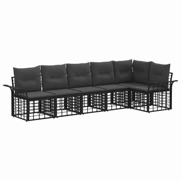 Outdoor-Sofagarnitur 6 stk. Schwarz und Dunkelgrau Polyester