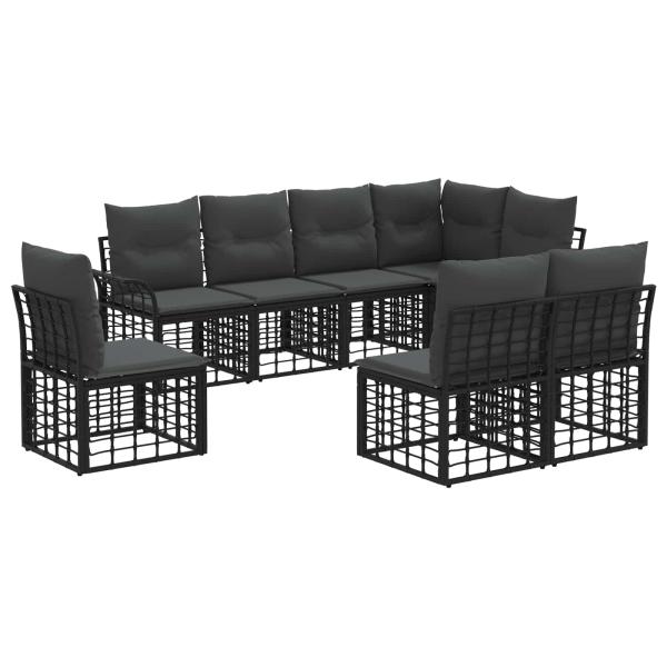 Outdoor-Sofagarnitur 8 stk. Schwarz und Dunkelgrau Polyester