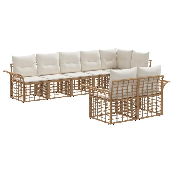 Outdoor-Sofagarnitur 8 stk. Natürlich und Cremweiß Poly-Rattan