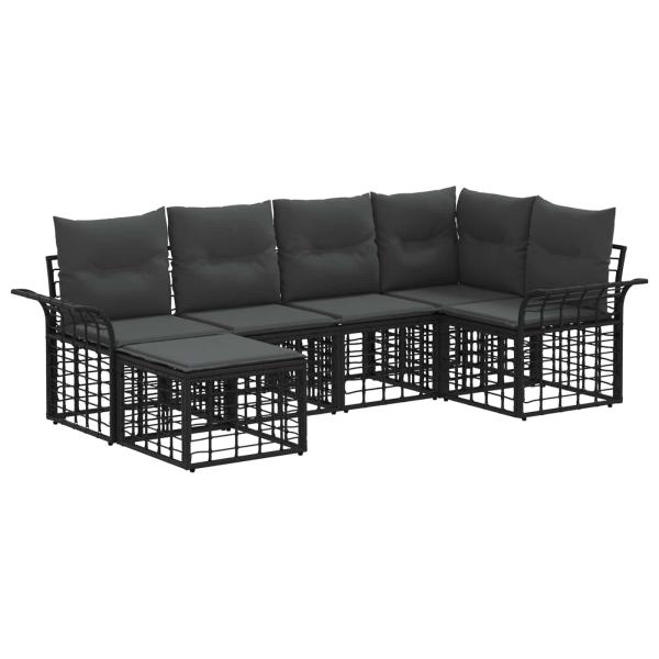 Outdoor-Sofagarnitur 6 stk. Schwarz und Dunkelgrau Polyester