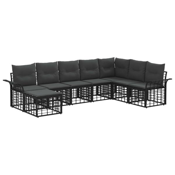 Outdoor-Sofagarnitur 8 Stk. Schwarz und Dunkelgrau Polyester