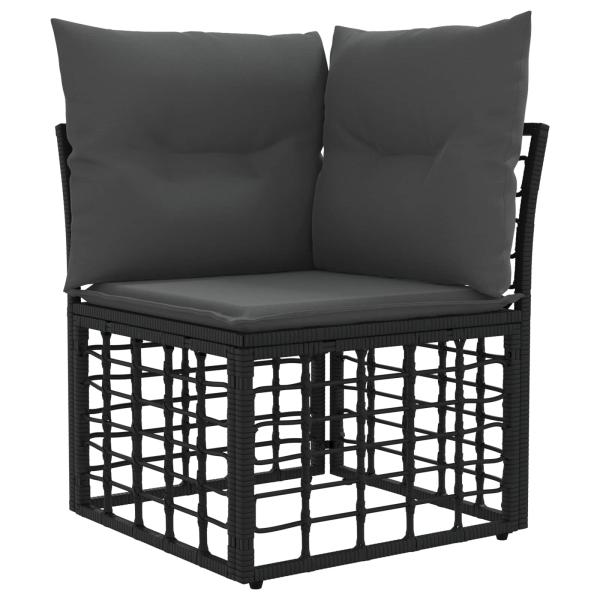 Outdoor-Sofagarnitur 8 Stk. Schwarz und Dunkelgrau Polyester