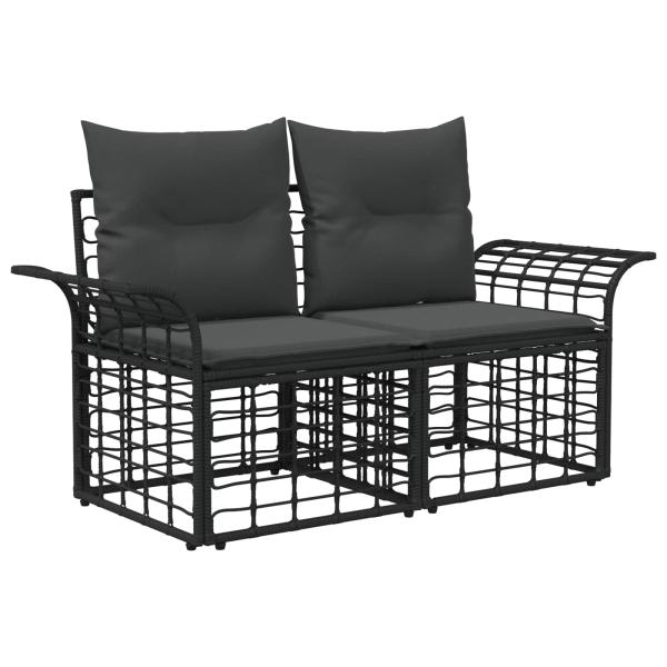 Outdoor-Sofagarnitur 8 Stk. Schwarz und Dunkelgrau Polyester