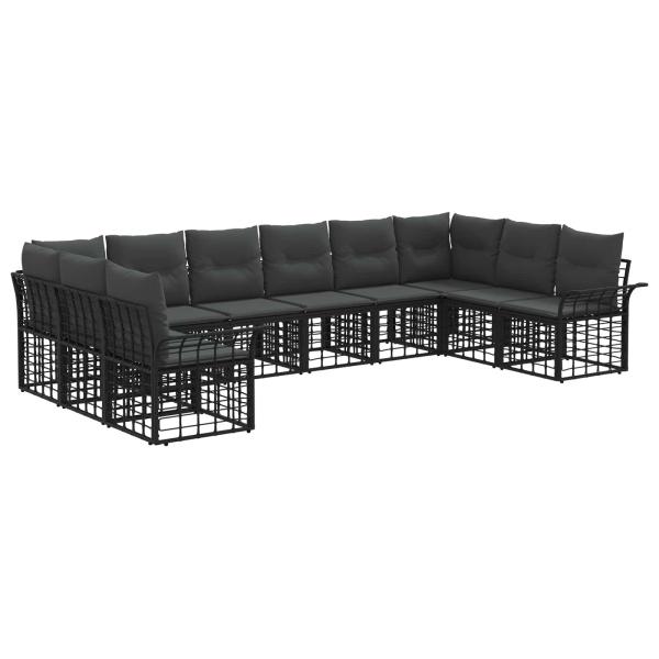 Outdoor-Sofagarnitur 10 stk. Schwarz und Dunkelgrau Polyester