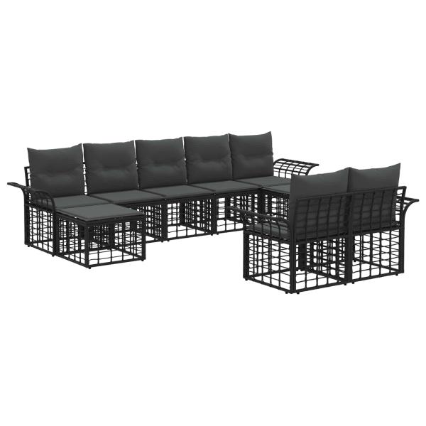 Outdoor-Sofagarnitur 9 stk. Schwarz und Dunkelgrau Polyester