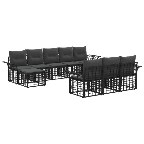 Outdoor-Sofagarnitur 10 stk. Schwarz und Dunkelgrau Polyester