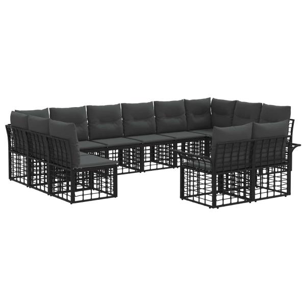 Outdoor-Sofagarnitur 12 stk. Schwarz und Dunkelgrau Polyester