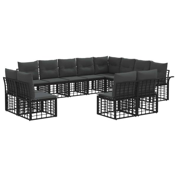 Outdoor-Sofagarnitur 12 stk. Schwarz und Dunkelgrau Polyester