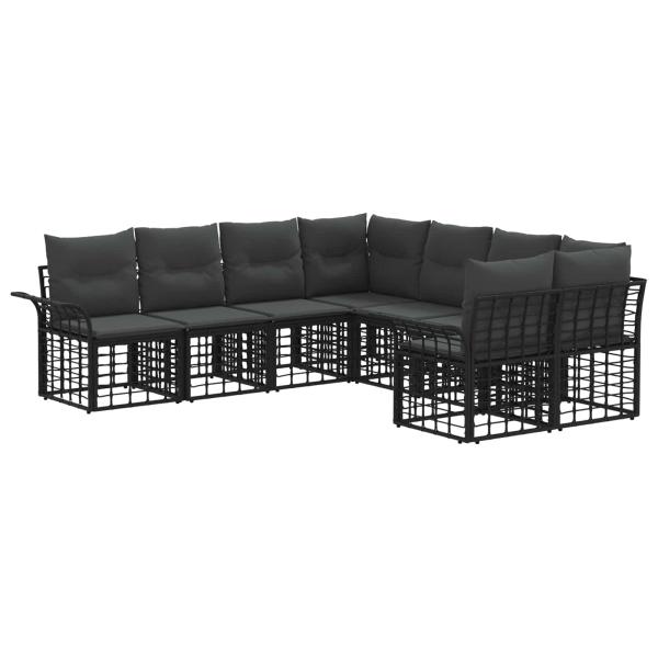 Outdoor-Sofagarnitur 8 stk. Schwarz und Dunkelgrau Polyester