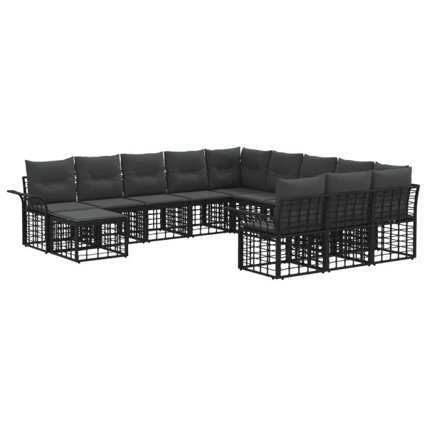 Gartensofa-set 12 stk. Schwarz und Dunkelgrau Poly-Rattan