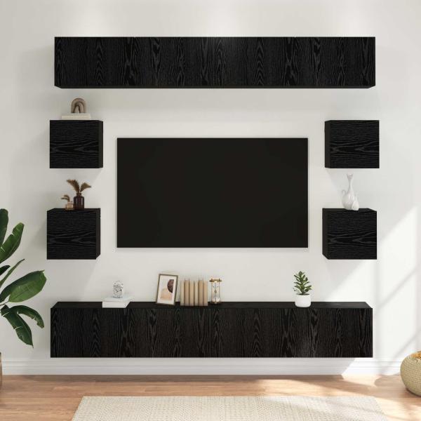 ARDEBO.de - TV-Schrankset 8 Stk. Schwarze Eiche Holzwerkstoff