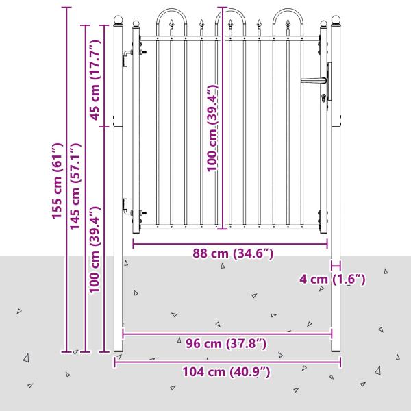 Zauntor DRONTEN 100 x 100 cm Metall Schwarz Abschließbar