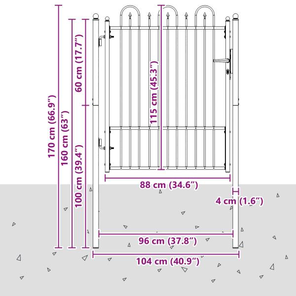 Zauntor DRONTEN 100 x 125 cm Metall Schwarz Abschließbar