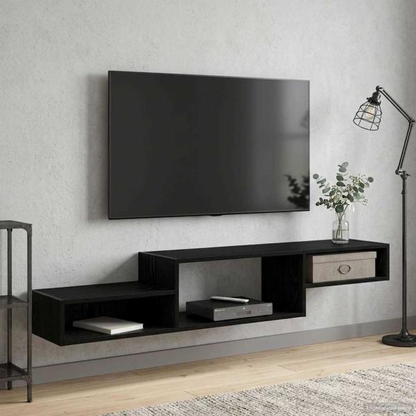 ARDEBO.de - Wandmontierter TV-Schrank Wandhalterung Schwarze Eiche
